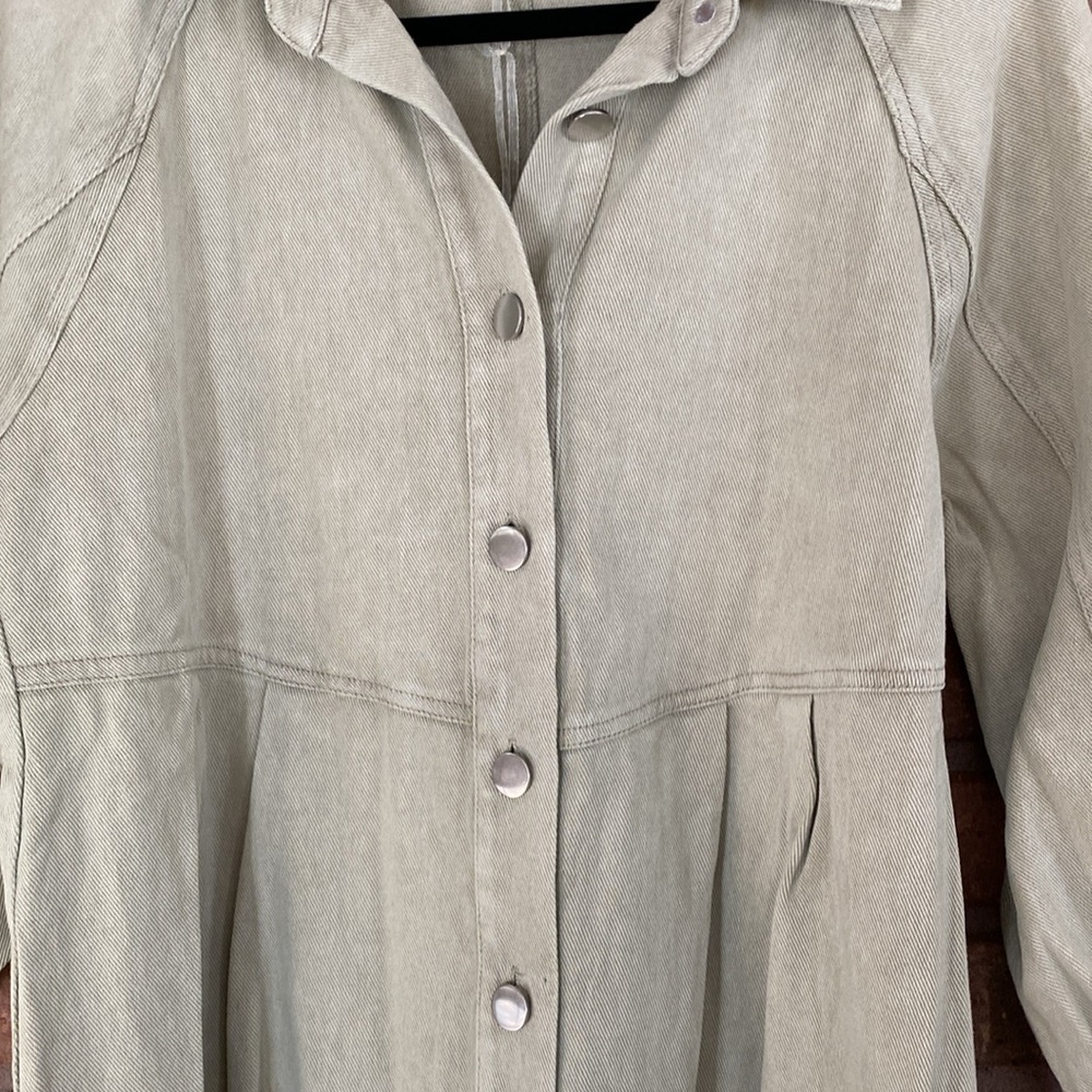 She + Sky Olive Green Denim Dress - Picture 5 of 11